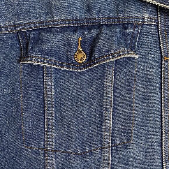 Vintage 80s Denim Weathered Blues Oversized Jacket Coat Workwear Unisex - Picture 7 of 7